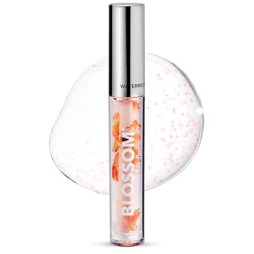 Blossom Moisturizing and Hydrating Shimmer Lip Oil with Real Flowers, Watermelon