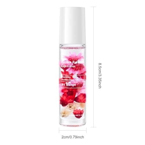 Flower Roll On Lip Gloss, Fruit Flavored Hydrating Lip Tint for Dry Lips