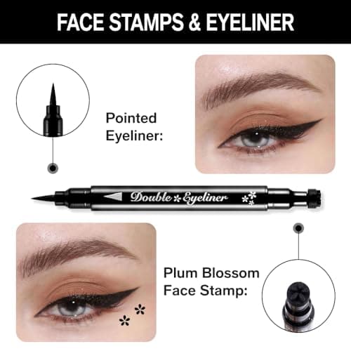 BINGBRUSH Double-head Liquid Stamp Eyeliner Pencil (03#Flower&Black)