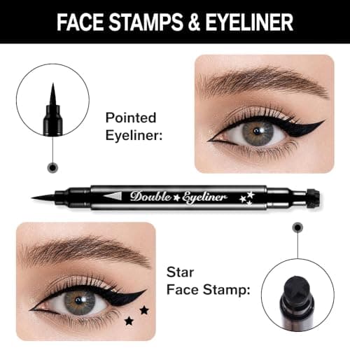 Colorful Waterproof Slim Eyeliner with Flower, Heart, Moon and Star Stamps