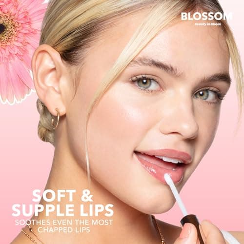 Blossom Moisturizing and Hydrating Shimmer Lip Oil with Real Flowers, Watermelon