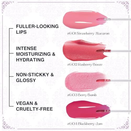 Flower Knows Violet Strawberry Rococo Glowy Lip Gloss for Girls & Women