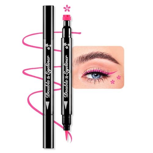 BINGBRUSH Double-head Liquid Stamp Eyeliner Pencil (03#Flower&Black) — 07#Flower&Pink