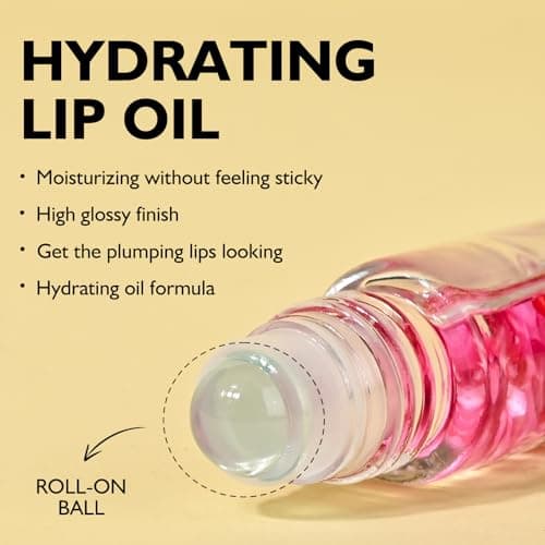Flower Roll On Lip Gloss, Fruit Flavored Hydrating Lip Tint for Dry Lips