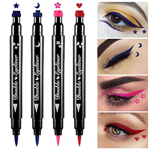BINGBRUSH Double-head Liquid Stamp Eyeliner Pencil (03#Flower&Black) — Colorful
