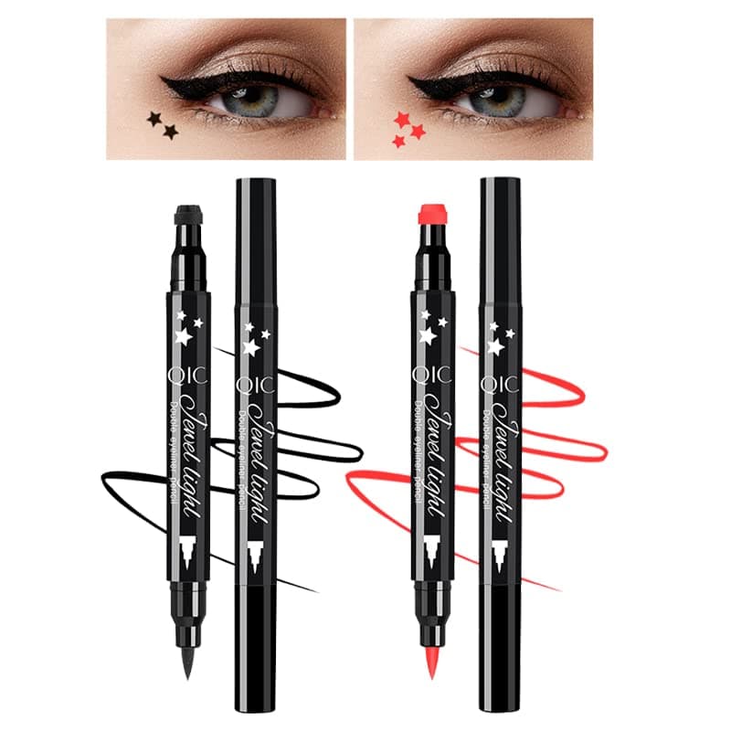 LAMUSELAND Eyeliner Stamp Wingliner for Women — Star (Black + Red)