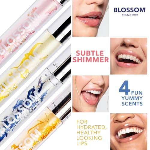 Blossom Moisturizing and Hydrating Shimmer Lip Oil with Real Flowers, Watermelon