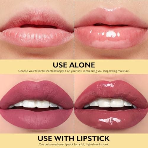 Flower Roll On Lip Gloss, Fruit Flavored Hydrating Lip Tint for Dry Lips
